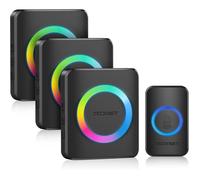 Sonnette Sans Fil Exterieur Etanche Sans Pile,Ip65 Étanche Sonnette Sans Fil,3 Récepteur Avec Lumière Rvb,60 Mélodies Et 5 Niveaux