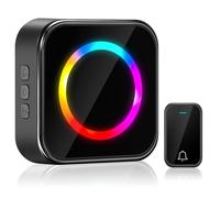 Sonnette sans Fil Exterieur Etanche, Sonnerie Longue Portée de 400 Mètres | Wireless Doorbell Set avec 63 Mélodies, 4-Niveaux, Lumières LED Colorées , 1 Récepteurs + 1 Émetteur