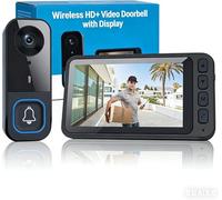 Sonnette Sans Fil Extérieure Étanche IP65 Visiophone avec Caméra 1080P Écran IPS 4.5 Pouces Interphone Sans Fil 120M Angle de Vision 170° Portier Vidéo pour Maison Vision Nocturne Sans WiFi/App