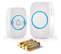Sonnette sans fil extérieure IP44 300 m - 60 mélodies, 5 niveaux de volume, blanche