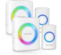 Sonnette Sans Fil, Ip65 Étanche 400 Mètres Sonnette Sans Fil Exterieur Etanche, 60 Mélodies 5-Niveaux Voyant Rvb, Pour Maison, Hôtel, Urgence-Blanc