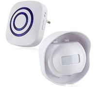 Sonnette sans Fil Kit de Carillon de Porte Electrique avec 1 Récepteur et 1 Détecteur de Mouvement PIR Capteur Alerte Visiteur Alarme de Sécurité avec 38 Mélodies au 3 Niveau Volumes(Noir, Étanche)