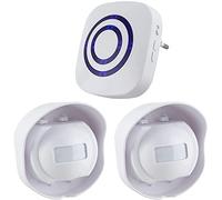 Sonnette sans Fil Kit de Carillon de Porte Electrique avec 1 Récepteur et 2 Détecteur de Mouvement PIR Capteur Alerte Visiteur Alarme de Sécurité avec 38 Mélodies au 3 Niveau Volumes(Noir, Étanche)