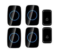 Sonnette sans Fil, kit de Carillon Musical Portable avec Fonction mémoire, 2 Boutons poussoirs et 4 récepteurs, portée 300 m, indicateur LED, 58 sonneries, 4 Niveaux de Volume, Noir, Blanc