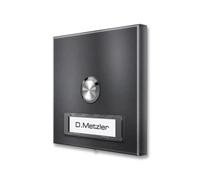 Sonnette sans Fil Metzler en INOX V2A Fer micacé DB703 - Grande portée, Plate, Sonnette sans Fil avec Plaque Nominative Interchangeable