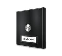 Sonnette sans fil Metzler en inox V2A noir intense RAL 9005 - grande portée, plate, sonnette sans fil avec plaque nominative interchangeable