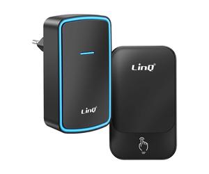 Sonnette sans Fil pour Maison avec Carillon sur Prise Portée 150m et LED LinQ Noir