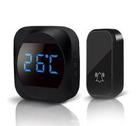 Sonnette sans Fil, Sonnette électrique à Quatre Niveaux de réglage du Volume, kit de Carillon de Porte Musical à 38 accords, Pas Besoin de Batterie pour Chambre à Coucher, Maison, (Noire)