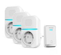 Sonnette Sans Fil, TECKNET 400m Sonnette de Porte IP65 Étanche Carillon Electronique, Sonnette de Porte avec Fonction de Charge et Lumière LED, 60 Mélodies au 5 Niveaux Volumes