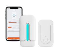 Sonnette sans fil WLAN étanche Prise murale Set de sonnette sans fil avec bouton auto-alimenté, notification via l'application Smart Life, volume à 4 niveaux (ML-W01-11)
