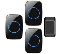 Sonnette, Sonnette sans Fil étanche 120 m, 38 tonalités, Pile, enfichable, Lot de 4, Noir/Blanc(Black)