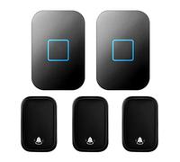 Sonnette, Sonnette sans Fil étanche avec 60 musiques, 5 Niveaux de Volume, Flash LED, portée 150 m, lot, Noir et Blanc(Black)