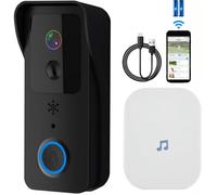 Sonnette vidéo, compatible 5G/2,4 GHz,double Wi-Fi,étanchéité IP54, maison connectée, convient pour la maison et l'appartement,noir