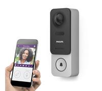 Sonnette vidéo connectée Philips Link sur Batterie.Facile à Installer.Contrôlez l'accès de Vos visiteurs avec Votre Smartphone.Solution WiFi sans Fil,Image en Full HD Grand Angle 160°,Vision de Nuit