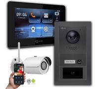 Sonnette vidéo Goliath 2 fils : 7 pouces 1 moniteur, RFID, anthracite, caméra Wifi : Boîte d'encastrement : 7 pouces en noir Sélection du moniteur : 7 pouces en noir Boîte de montage de la sonnette :