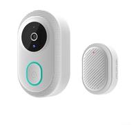 Sonnette vidéo HD pour Tuya 2,4 G, judas intelligent sans fil IP65 étanche avec interphone sans perçage (blanc)