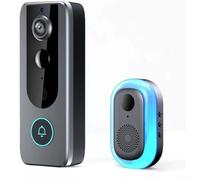 Sonnette vidéo intelligente sans fil WiFi bidirectionnel avec détection de mouvement IP65 résistante aux intempéries - Carillon alimenté par batterie - 1280 x 720 - Pour vision nocturne - Facile à