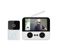 Sonnette vidéo sans fil 4,3"" visiophone interphone bidirectionnel longue portée vision nocturne étanche enregistrement carte TF