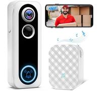 Sonnette vidéo sans fil 4MP avec caméra, étanche IP66 pour l'extérieur, invite vocale, changeur de voix, détection de mouvement IA