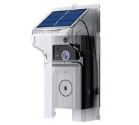 Sonnette vidéo sans fil à énergie solaire, caméra HD, capteur PIR, audio bidirectionnel, 13,5 x 7,2 x 3,5 cm, blanc