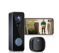 Sonnette vidéo sans fil avec carillon vue de la tête aux pieds 2K HD Smart WiFi sonnette de porte avec caméra à piles Détection de mouvement Vision nocturne Audio bidirectionnel Carte SD et stockage