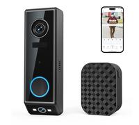 Sonnette vidéo sans fil avec double caméra, caméra de sonnette Full HD 2K, vision nocturne, détection PIR, alerte en temps réel, filaire ou alimentée par batterie, stockage SD et cloud, fonctionne