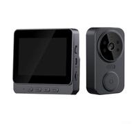 Sonnette vidéo sans fil avec écran de 4,3 pouces, interphone audio bidirectionnel, carte TF 256 Go, longue distance de transmission, noir