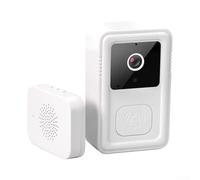Sonnette vidéo sans fil avec vision nocturne et interphone bidirectionnel, WiFi pour caméra de sécurité domestique intelligente avec changeur de voix, réception longue portée de 150 m (blanc)