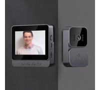 Sonnette vidéo sans fil de 10,9 cm avec vision nocturne avec interphone bidirectionnel, 6 carillons et stockage audio automatique