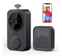 Sonnette vidéo sans fil intelligente WiFi , avec 50 Mélodies, Stockage dans le cloud, Audio Bidirectionnel, Vision nocturne - Noir