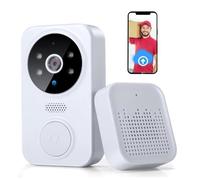 Sonnette vidéo sans fil intelligente WiFi , avec 50 Mélodies, Stockage dans le cloud, Audio Bidirectionnel, Vision nocturne - Blanc