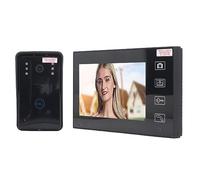 Sonnette Vidéo sans Fil Longue Transmission HD Visiophone pour la sécurité à Domicile, Fréquence 2,4 GHz, Mot de Passe 40 Bits, Sonnette de Système D' avec Affichage (Prise UE)