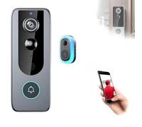 Sonnette vidéo sans fil pour Tuya - Sonnette de porte WiFi intelligente HD - Caméra de sécurité domestique - Audio bidirectionnel - Détection de mouvement - Vision nocturne - Avec récepteur Ding Dong