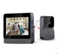 Sonnette vidéo sans fil PRUMYA 4,3"" IPS - Interphone bidirectionnel, 2.4G, vision nocturne, portée 150 m, sans WiFi