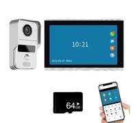 Sonnette vidéo sans fil, résolution 1080P, écran tactile couleur, 10 pouces avec 64G de mémoire