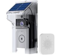 Sonnette vidéo Solaire sans Fil avec Couvercle Anti-Pluie,HD 1080p,Vision Nocturne,détection de Mouvement PIR,Audio bidirectionnel