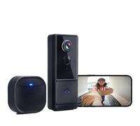 Sonnette Wifi Sans Fil Exterieur Etanche 1080P IPX66 Sonnette Sans Fil avec Camera Détection Humaine PIR Vision Nocturne Essai de 7 Jours Du Stockage en Nuage Supporte la Carte SD Grand angle 145°