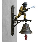 - Sonnettes de porte de 63,5 cm, sonnette portable pour ouverture de porte, ornements de pompiers vintage en métal | Sonnette d'alarme puissante pour porche, entrée, jardin, magasin, bureau, église