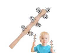 Sonnettes de traîneau portables - Hêtre - Instrument de musique à percussion durable et élégant - Avec sonnette Jingle Bell avec poignée en bois - Jouet musical pour danser