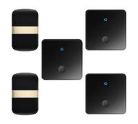 Sonnettes sans Fil Auto-alimentées, kit de Porte avec lumière LED, portée de 150 m/500 pi, étanche IP68, Pas Besoin de Piles, Bouton-Poussoir, Carillon sans Fil, Noir, 3 sur 2