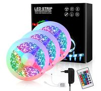 Sonnewelt Bande LED RVB SMD 5050 - 30 m - Autocollant - Changement de couleur - Avec télécommande - Pour l'éclairage de la maison, de fête, de cuisine, de rétroéclairage TV