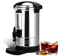 Sonnewelt Bouilloire à vin chaud, 8 l, avec robinet thermostat, 1500 W, en acier inoxydable, avec indicateur de niveau d'eau, température réglable de 30 à 110 °C, pour boissons chaudes