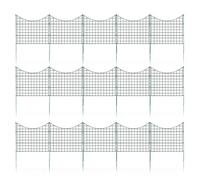 Sonnewelt Clôture enfichable Clôture de jardin en métal Éléments de clôture Enclos d’animaux Clôture extérieure pour chiens 15 éléments de clôture 18 tiges de fixation (vert, arche inférieure)