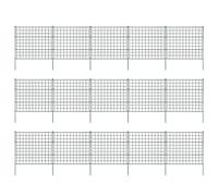 Sonnewelt Clôture enfichable Clôture de jardin en métal Éléments de clôture Enclos d’animaux Clôture d’enceinte extérieure pour chiens 15 éléments de clôture 18 tiges de fixation (verte, droite)
