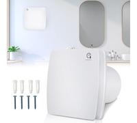 Sonnewelt Extracteur d'air 150mm avec capteur d'humidité, Extracteur dair silencieux avec clapet anti-retour et minuteur, ventilation salle de bain MC pour salle de bain,cuisine,bureau,WC-Blanc