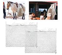 Sonnewelt Filet à foin de 120 x 90 cm - Très facile à remplir - Petites mailles - Contrôle du temps de nourriture - Pour le foin, l'herbe, la paille - Maille serrée - Lot de 2