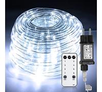 Sonnewelt Guirlande lumineuse d'extérieur 10 m 100 LED - 8 modes - Pour Noël, fête - Étanche - Blanc