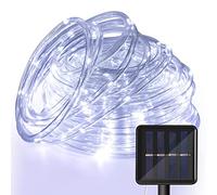 Sonnewelt Guirlande lumineuse solaire d'extérieur 10 m 100 LED Tube lumineux extérieur intérieur 8 modes pour Noël, fête étanche Blanc