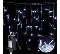 Sonnewelt LED Guirlande lumineuse de pluie glacée Blanc froid 5 m 200 LED Rideaux lumières 8 modes d'éclairage, mémoire, IP44 Etanche lumières de Noël Avec Prise Extérieur Intérieur