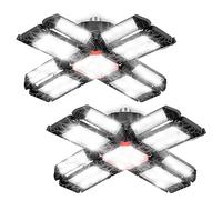 Sonnewelt LED Lampe d'Atelier 200W, 2PCS Eclairage de Garage 20000LM 6500K, 12 Panneaux Réglables, E26/E27